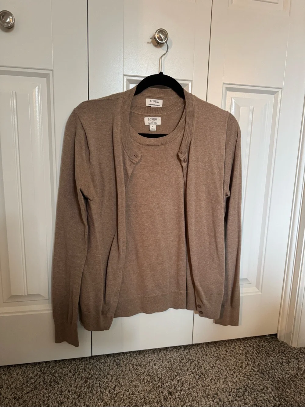 J. Crew Taupe Knit Crewneck Sweater with Matching Cardigan